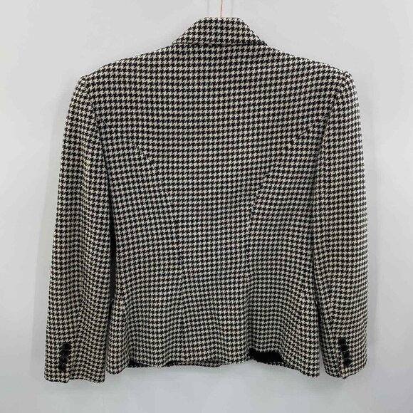 Vintage‎ Ralph Lauren Purple Label Jacket Womens 6 Black White Houndstooth Wool - Picture 7 of 9